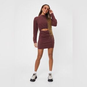 Nasty Gal Cut Out Fitted Sweatshirt Dress Size 2 Chocolate